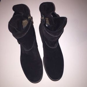 Paul Green Black Suede Buckle Moto Boots size 9